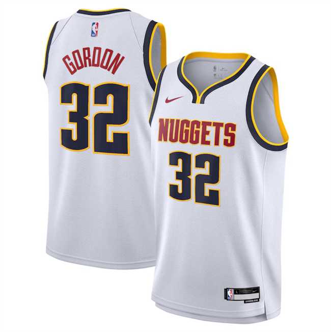 Mens Denver Nuggets #32 Aaron Gordon White 2024 Association Edition Stitched Jersey Dzhi